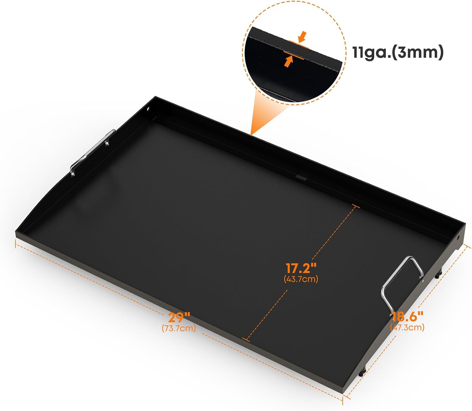 Stanbroil 28 Inch Flat Top Griddle Replacement Top for Blackstone 28' 2-Burner Gas Grill Cooking Station, Ceramic Coated Steel Griddle Top Replacement with Rear Grease System, Black