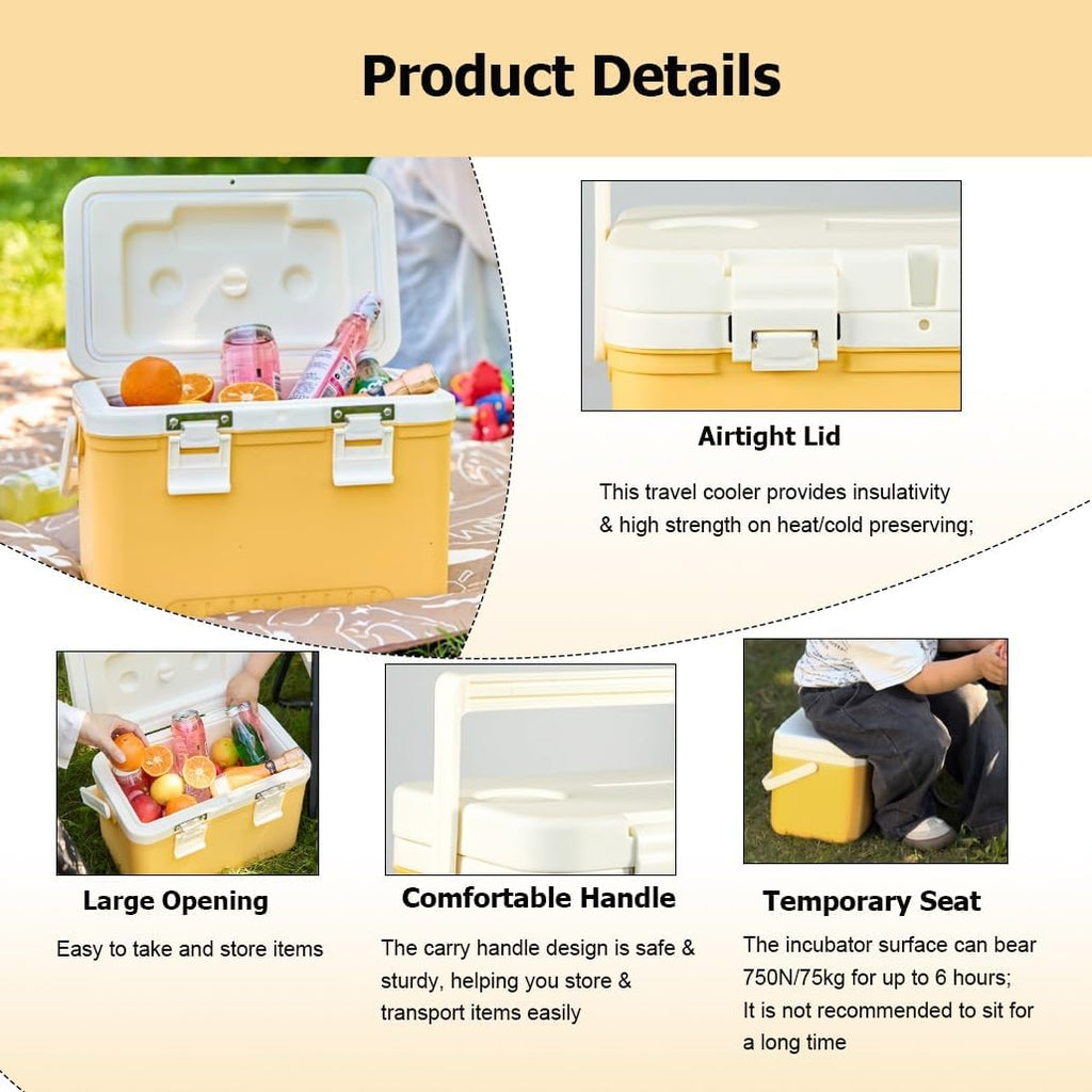 6/14/23 Qt Insulated Portable Cooler, Ice Chest Box Hard Shell Lunchbox Cooler with 48 H Ice Retention for BBQ Camping Pincnic