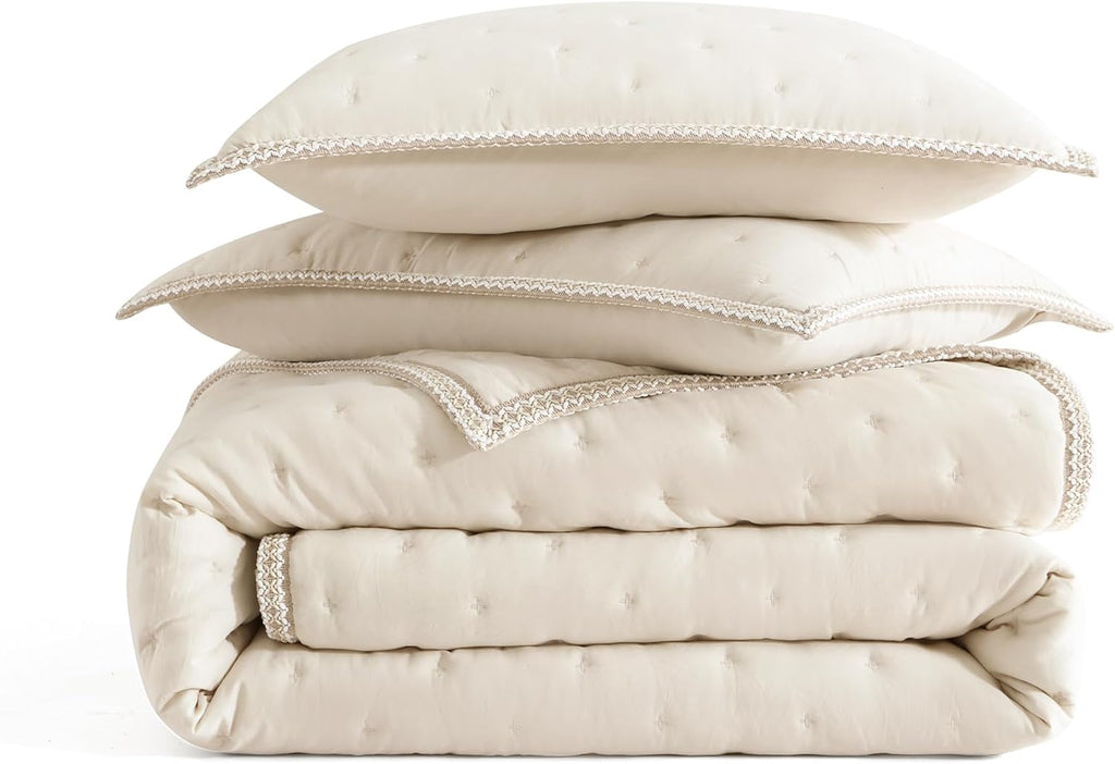 UGG Braid Twin/Twin XL Quilt Set, 2 Piece Breathable Plush Soft Comfortable Luxury Home Deco Quilt Set, Cream Birch