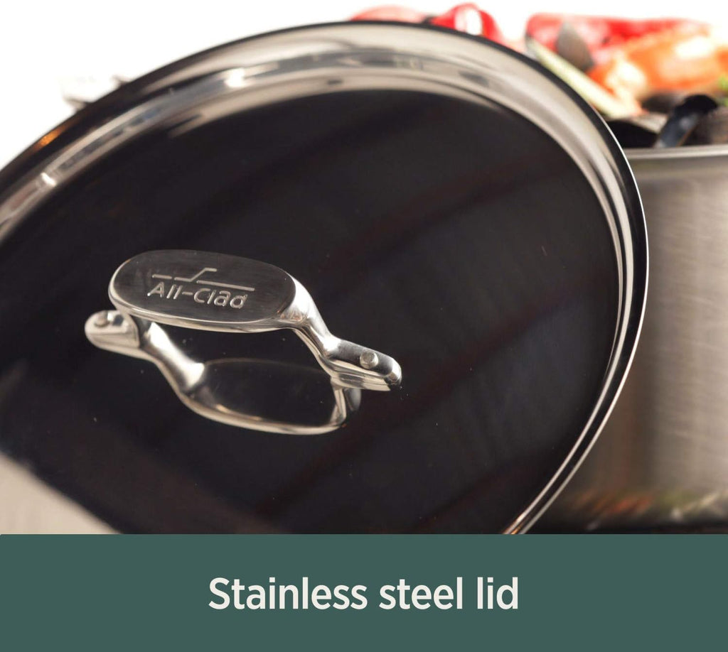 All-Clad D5 5-Ply Brushed Stainless Steel Fry Pan 10 Inch Induction Oven Broiler Safe 600F Pots and Pans, Cookware Silver