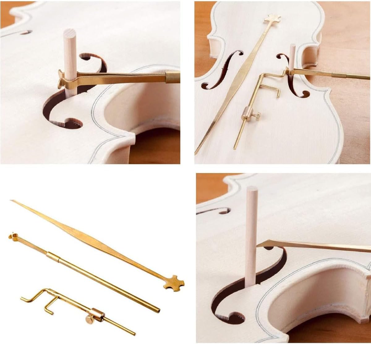 35Pcs Violin Luthier Repair Making Tool Kit, Violin Fingerboard Scraper Set, Purfling Groove Knife Crack Repair Tuning Fork Bridge Clamp Sound Post Fingerboard Template Maintenance Tool