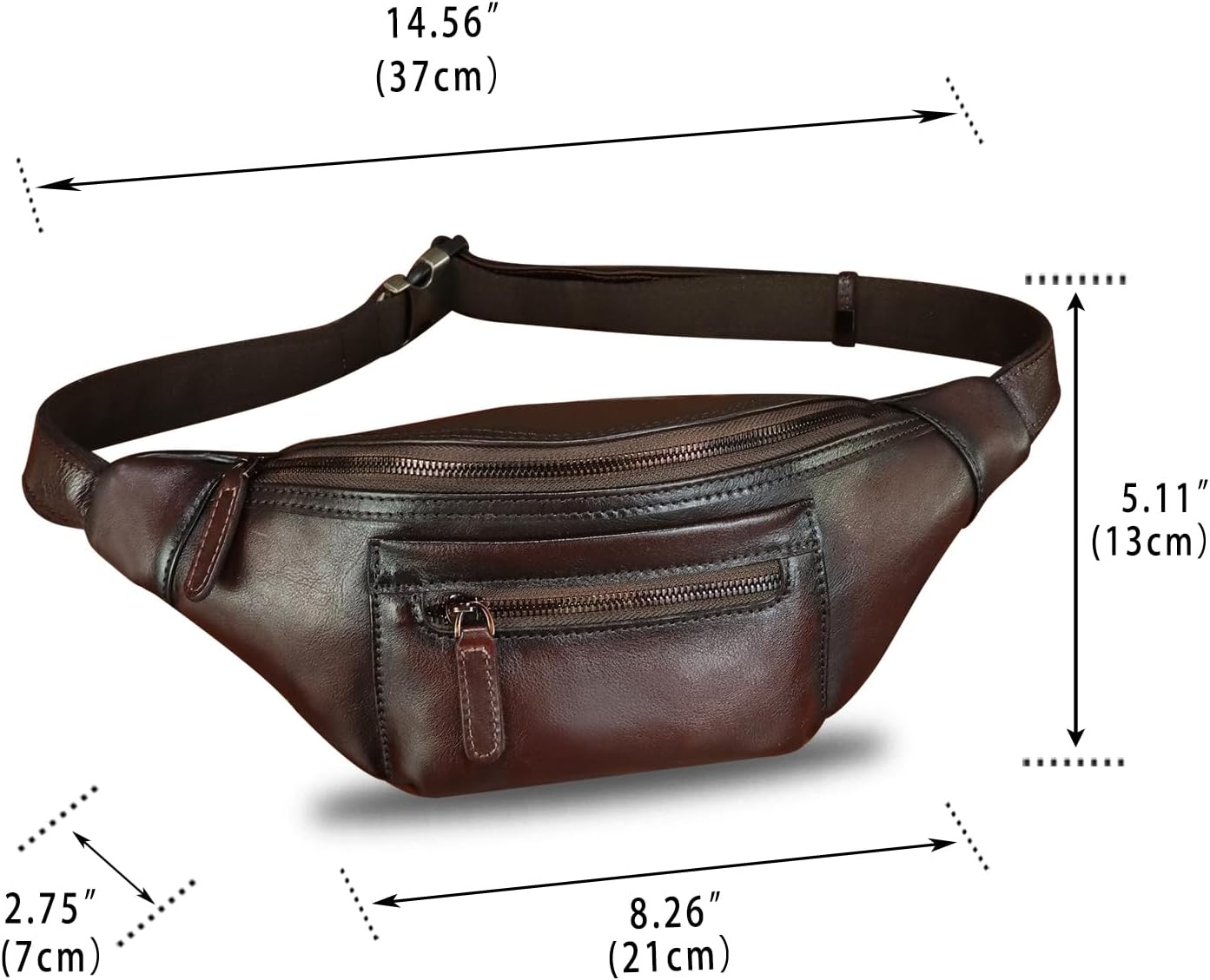 Genuine Leather Fanny Pack for Men and Women Vintage Handmade Leather Waist Bag Sling Backpack Hip Purse Crossbody Bag (Coffee)