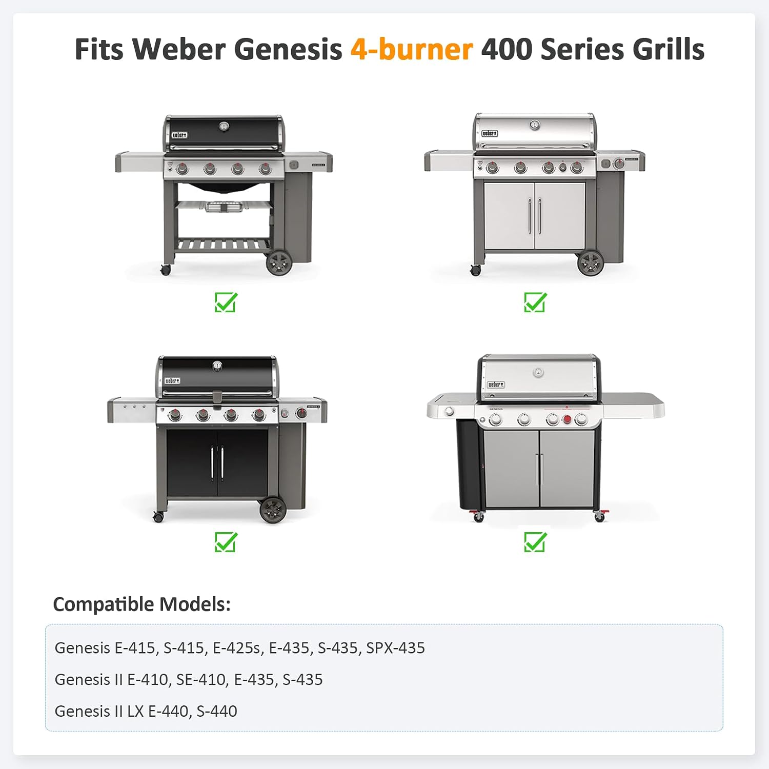 Stanbroil 6789 Full-Size Griddle Insert for Weber Genesis 400 Series Gas Grill, 4-Burner Flat Top Griddle for Weber Genesis I&II 410 415 425s 435 440, Stainless Steel