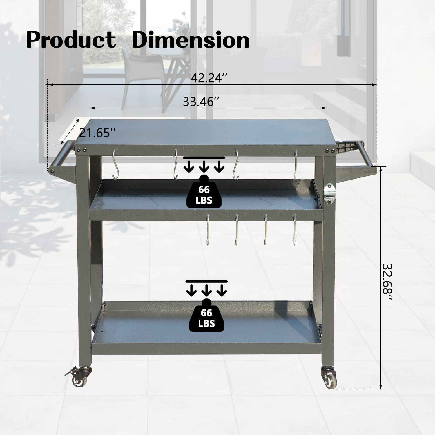 Domi 3-Tier Outdoor BBQ Grill Cart with Lockable Wheels | Portable Pizza Oven Stand & Food Prep Station | Compatible with Blackstone Griddle & Propane Tanks | All-Weather Patio Cooking cente