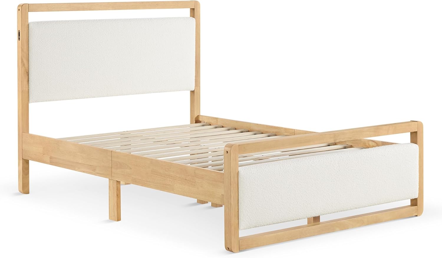 KISLOT 3 Pieces Bedroom Set, Wood Bed Frame with Upholstered Headboard & 2 Nightstands with Storage, Wooden Platform Mattress Foundation Farmhouse Bedroom Furniture Set