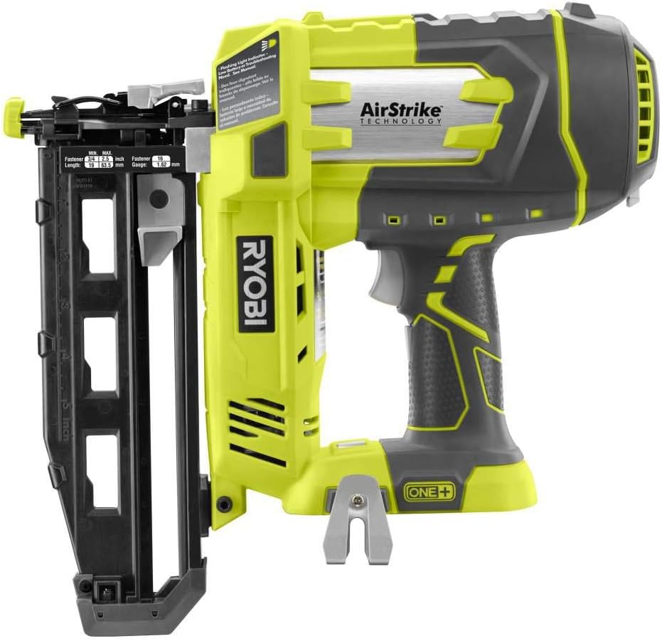 Ryobi P325 One+ 18V Lithium Ion Battery Powered Cordless 16 Gauge Finish Nailer (Battery Not Included, Power Tool Only)