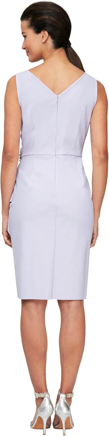 Alex Evenings Women's Slimming Short Ruched Dress with Ruffle (Petite and Regular)
