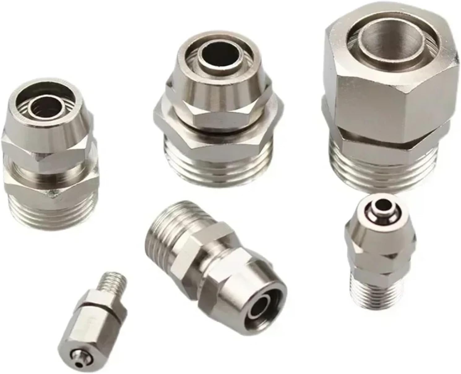 TaoHHU Pneumatic Connector Tube Air Fitting Fast Push 4 6 8 10 12mm Hose Air Lock Nut Pass-through Fittings 1/8' 1/4' 3/8'(PC6-M12x1.25,200 PCS)