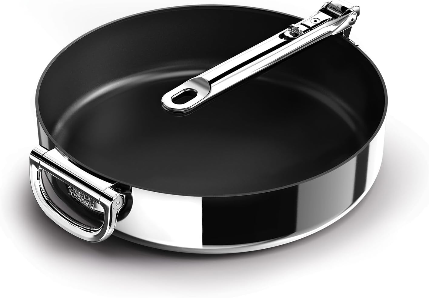 Joseph Joseph Space Steel 11' Nonstick Stainless-Steel Frying Pan Skillet with Folding Handle, Ceramic Coating, Induction & Oven Safe