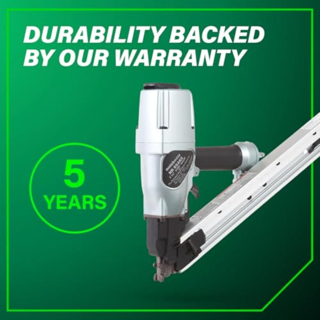 Metabo HPT Strap-Tite Strip Nailer, Pro-Preferred Pneumatic Power Nailers for Metal Connectors, Lightweight 6.4 lbs Fastening Tool, 36° Precision Fastening System, 1-1/2″ to 2-1/2″ Fasteners, NR65AK2