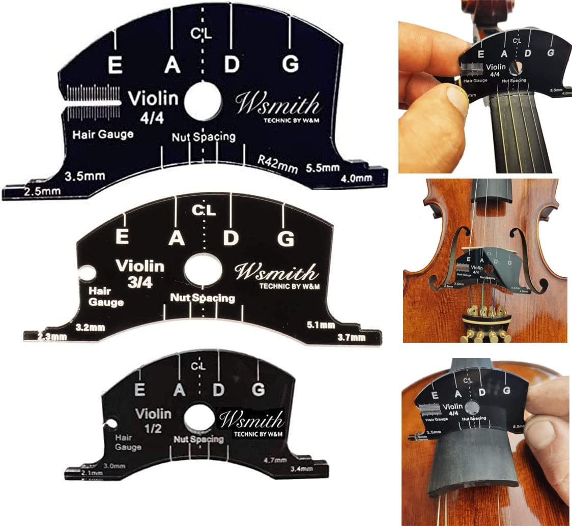 19pcs Violin Bridge Fitting Tool Include Crack Repair Tuning Fork Bridge Clamp Sound Post Setting Fingerboard Template Tool with Carry Bag Luthier Tool for Violin Repair Maintenance