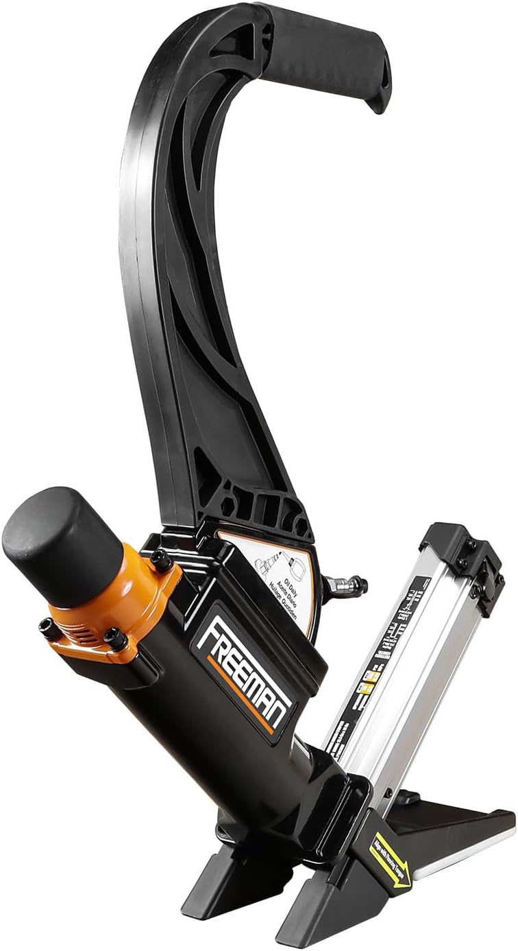 Freeman P50LSLW Lightweight Pneumatic 2-in-1 15.5-Gauge and 16-Gauge 2' Flooring Nailer/Stapler with Flooring Mallet and Interchangeable Base Plates