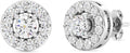 Gilded Lab-Grown Diamond Stud Earrings Sterling Silver and 14KT Yellow Gold Plated Silver | Round Halo Shaped Studs | Hypoallergenic Fine Jewelry | Prong Setting, Push Back Nut | SI1 Clarity, F Color 1/4, 1/2, 3/4, 1 ct tw