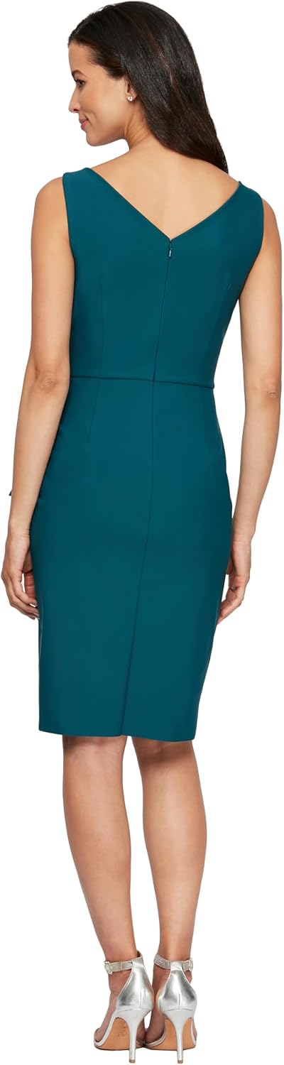 Alex Evenings Women's Slimming Short Ruched Dress with Ruffle (Petite and Regular)