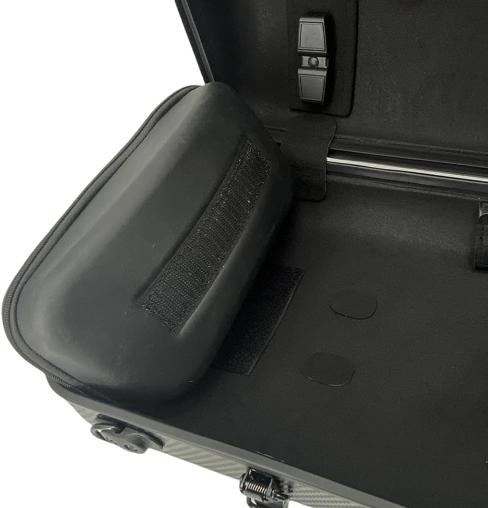 Violin case 4/4 Full size High strength Carbon fiber hard shell Durable handles Internal storage with Backpack straps Music Sheet bag (Black)