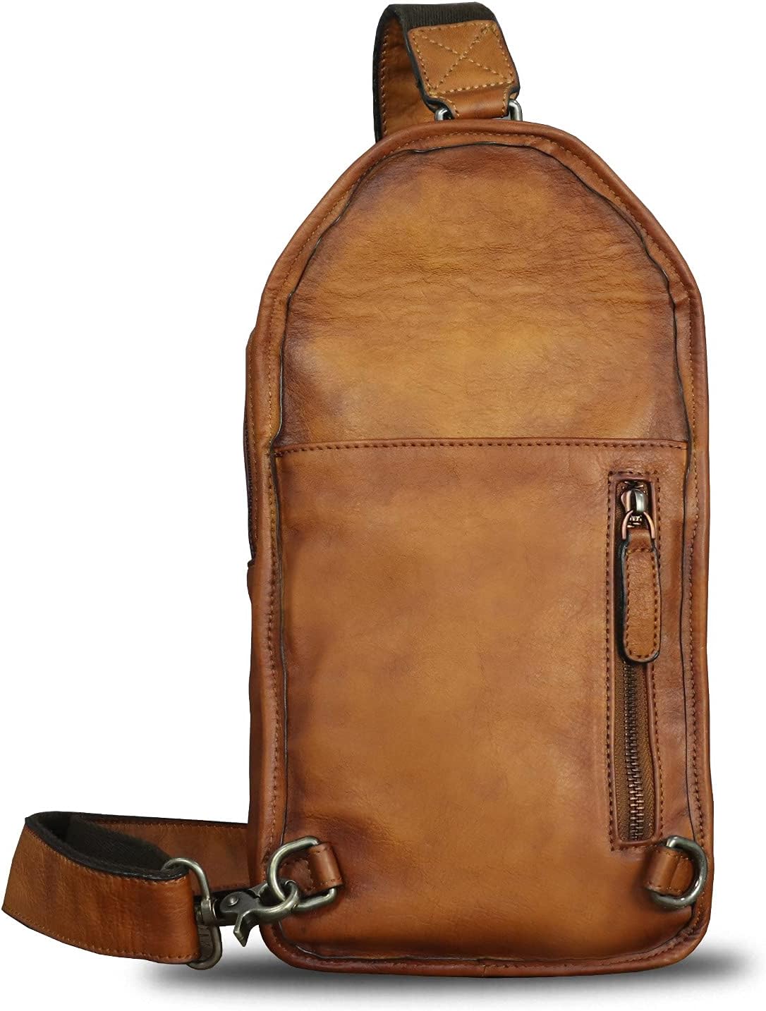 Genuine Leather Silng Bag for Men and Women Retro Leather Sling Backpack Purse Shoulder Crossbody Bag Chest Bag