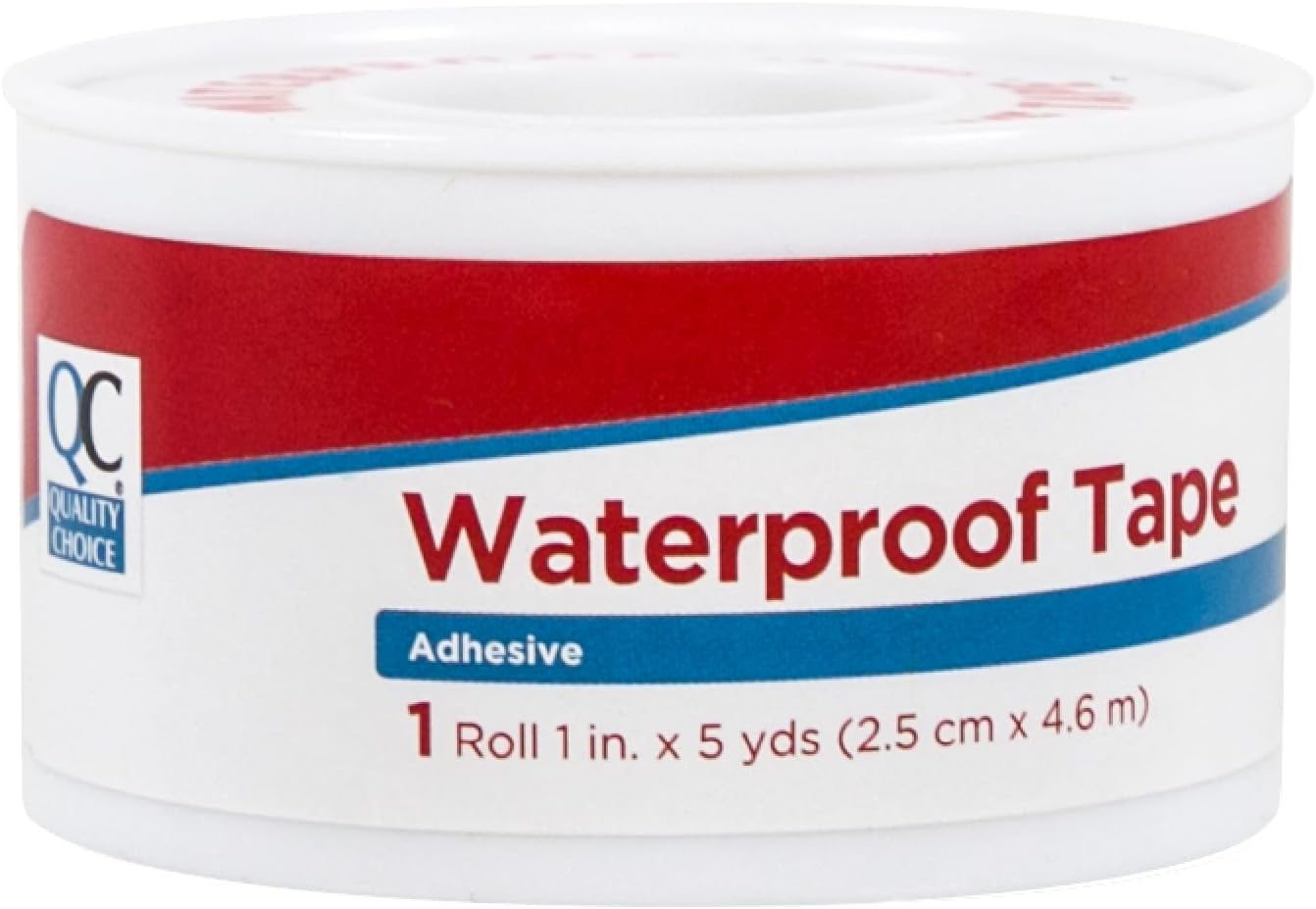 Quality Choice, Waterproof Adhesive Tape, 1inch X 5yds Per Roll, Water Proof Adhesive Tape for Bandages, Wounds, and First Aid Kits. 5 Yards per Roll (48)