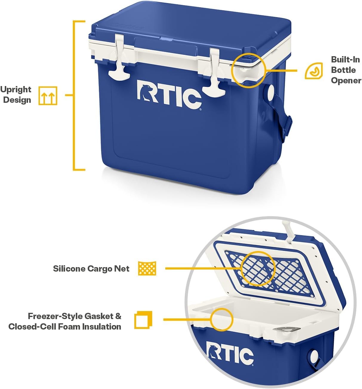 RTIC Ultra-Light Hard Cooler Insulated Portable Ice Chest Box for Drink, Beverage, Beach, Camping, Picnic, Fishing, Boat, Barbecue, 30% Lighter Than Rotomolded Coolers