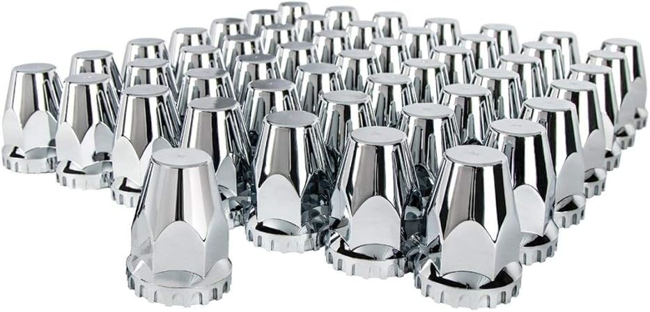 United Pacific 10265Cb - Wheel Lug Nut Cover Set - 33Mm X 2 3/4' Chrome Plastic Original Nut Cover - Push-On (60 Pack)