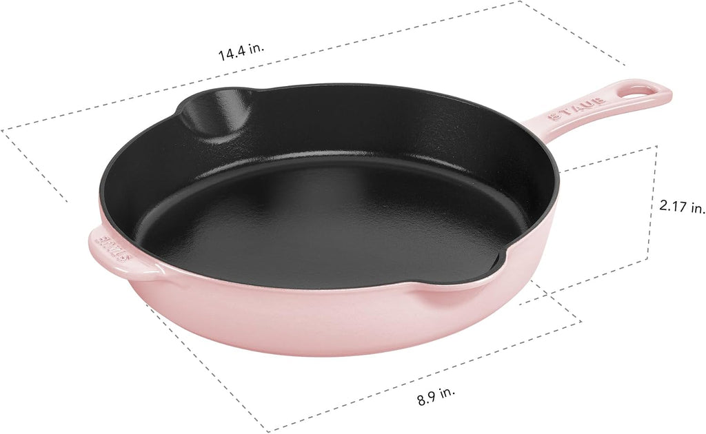 STAUB Cast Iron 8.5-inch Traditional Deep Skillet - Peony Pink