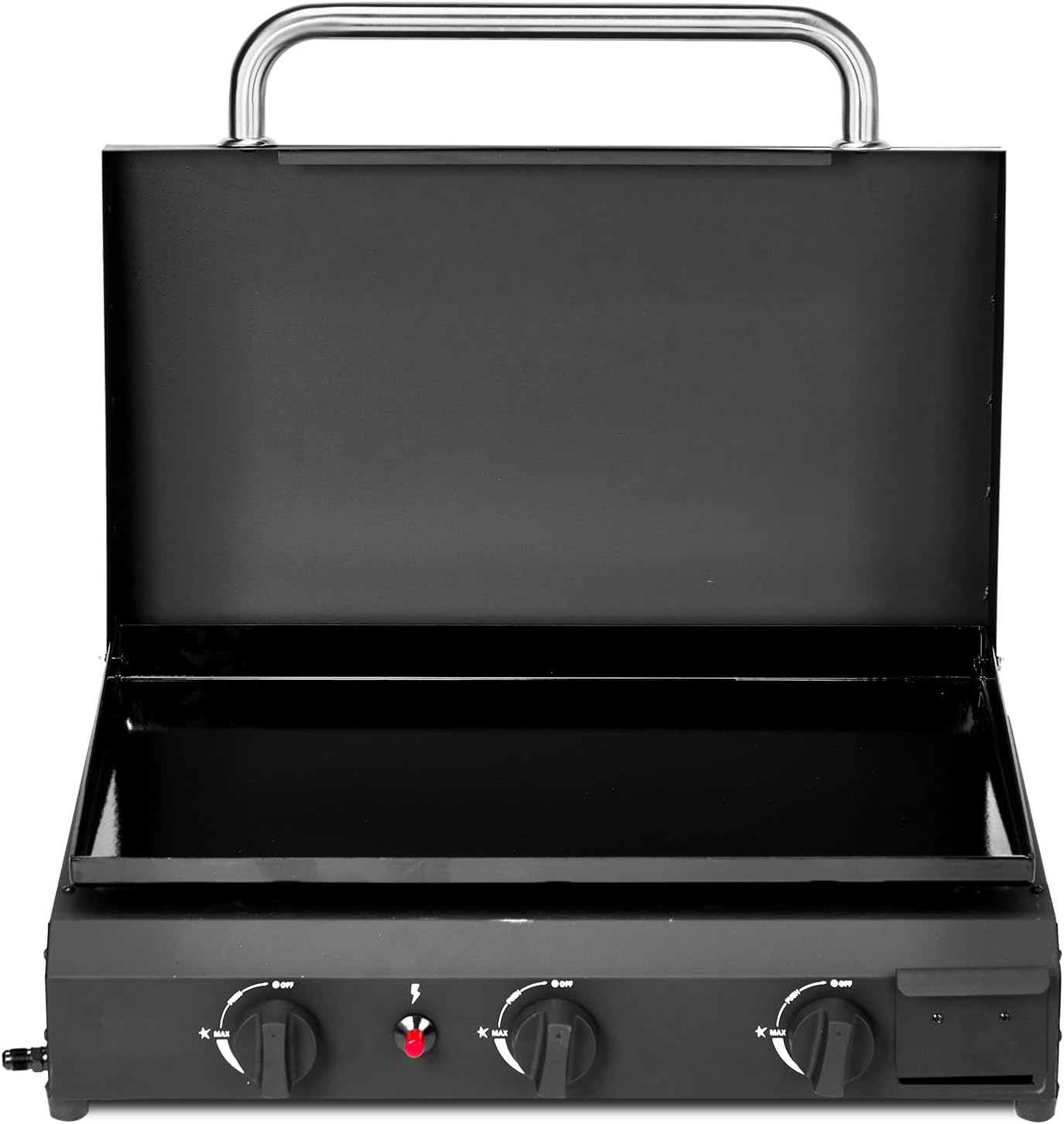 Portable 3-Burner Flat Top Gas Griddle, Cooking Station with Ceramic Coated Cast Iron Pan, 30000 BTU Propane Tabletop Griddle for Outdoor Barbecue, Grilling