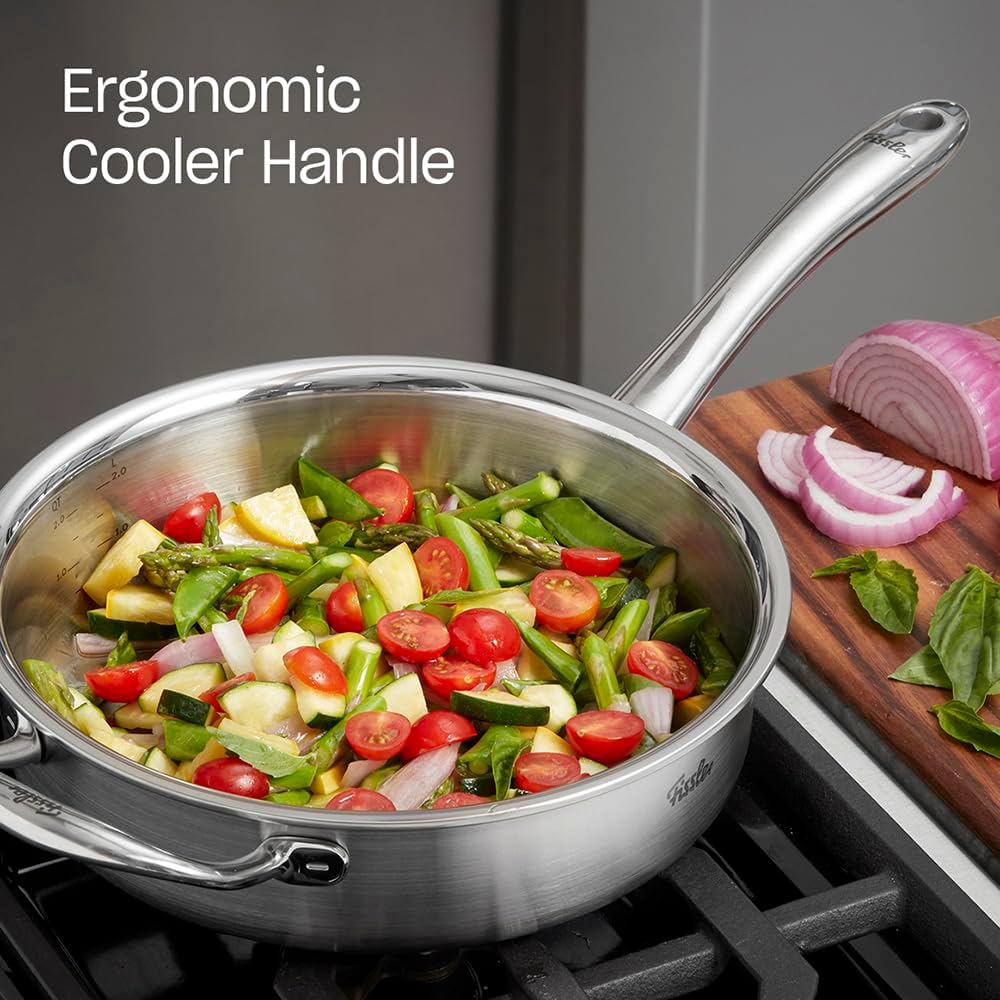 Fissler M5 Pro-Ply 5-ply Stainless Steel Sauté Pan, 3 Quart, with Metal Lid
