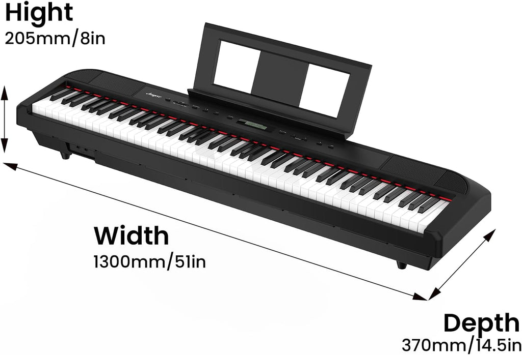 88 Key Weighted Digital Piano – Portable Hammer-Action Electric Piano with Full-Size Keys, Powerful Speakers, Bluetooth Function & Professional Practice Features for Home Studio