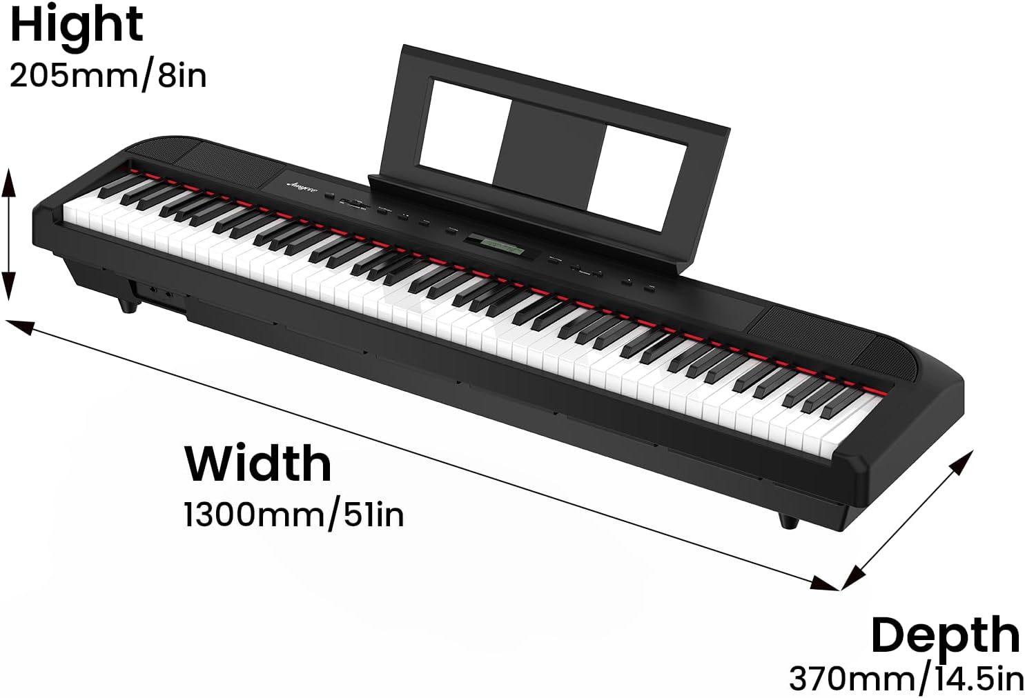 88 Key Weighted Digital Piano – Portable Hammer-Action Electric Piano with Full-Size Keys, Powerful Speakers, Bluetooth Function & Professional Practice Features for Home Studio