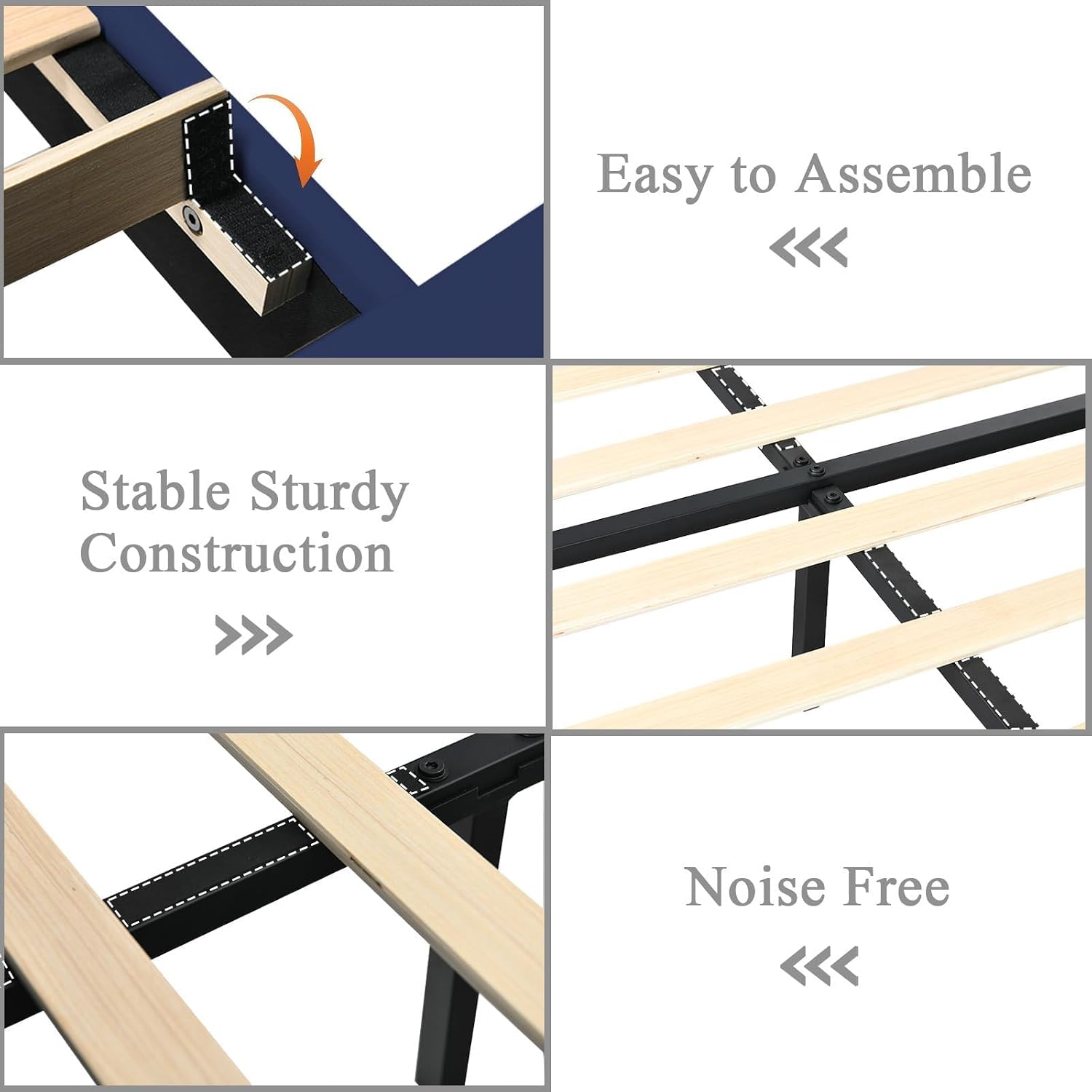 HOMBCK King Size Bed Frame with Headboard and Footboard, Upholstered Bed Frame King with Velvet Diamond Design, No Box Spring Needed, Easy Assembly, Blue