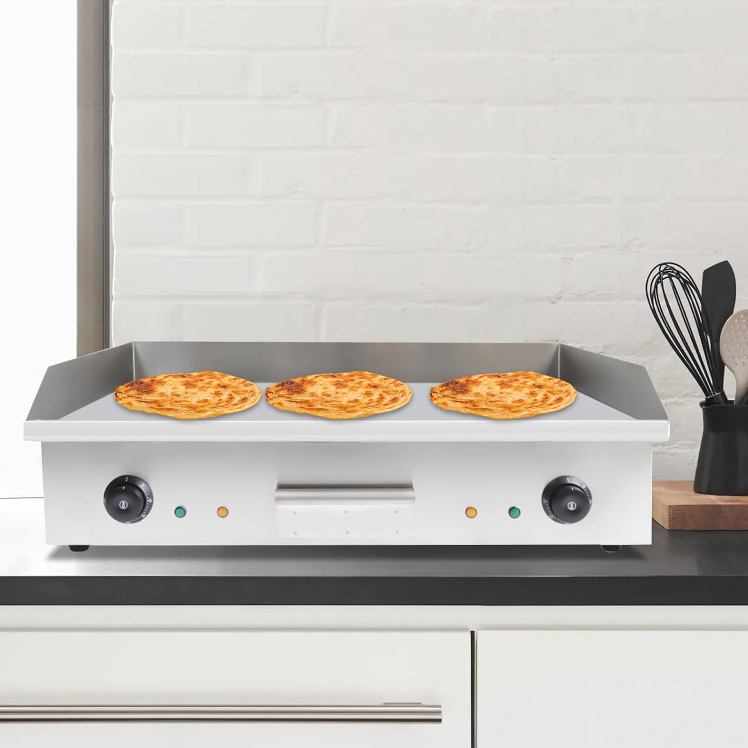 29 Inch Commercial Electric Griddle, 3000W Electric Countertop Griddle, Flat Top Grill Hot Plate BBQ, Non-Stick Teppanyaki Grill, Stainless Steel Restaurant Electric Countertop Griddle Tabletop Grill
