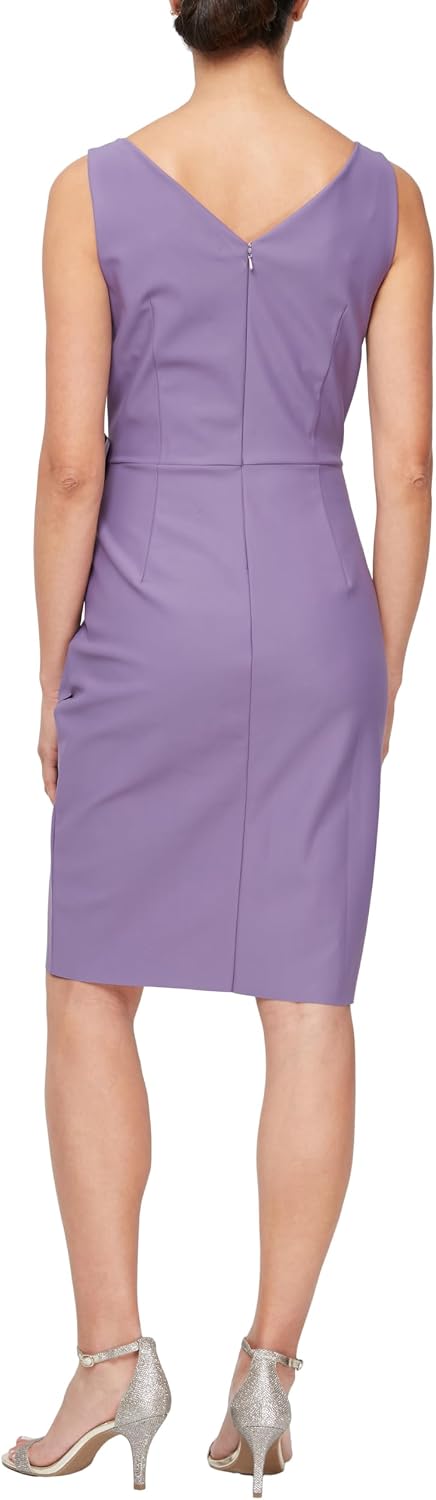 Alex Evenings Women's Slimming Short Ruched Dress with Ruffle (Petite and Regular)