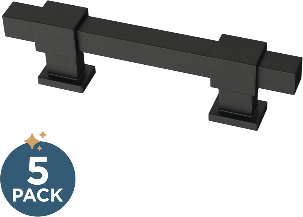 Franklin Brass Adjusta-Pull Square Bar (5/Pack) Adjustable Drawer Pulls/Cabinet Handles 1-3/8' to 4' Hole Center Matte Black Hardware Kitchen Door, Dressers, P44367-FB-B (Pack of 10)