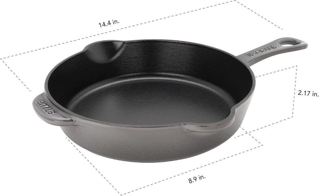 STAUB Cast Iron 8.5-inch Traditional Deep Skillet - Graphite Grey