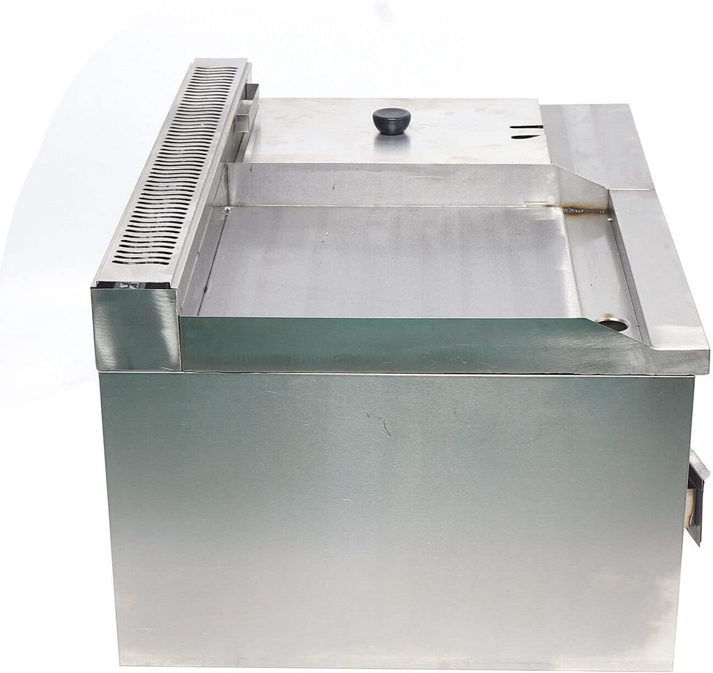 Xuthusman Commercial Stainless Steel Double Burner Gas Propane Tabletop Griddle and Deep Fryer Combo