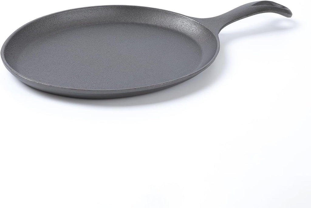 HAWOK Cast Iron Fajita Plate, 15.35''Lx7.09''W, with Bamboo Tray and Handle Holder, Pre-seasoned, Set of 12