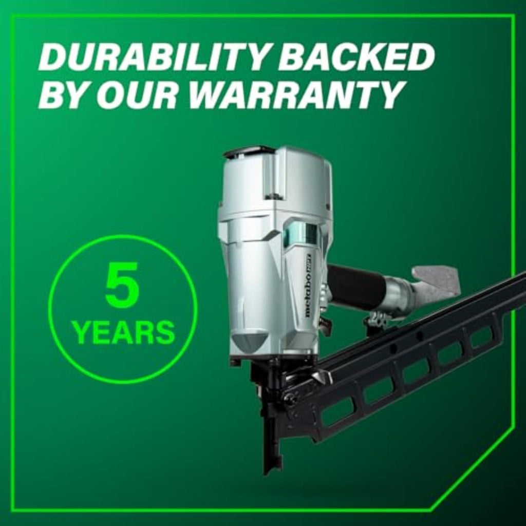Metabo HPT Framing Nailer, Pro-Preferred Pneumatic Power Nailer & Framing Tool For Flooring, Roof Decking & More, Rapid Response Cylinder Valve, 21° 2' to 3-1/4' Plastic Collated Nails, NR83A5(S)