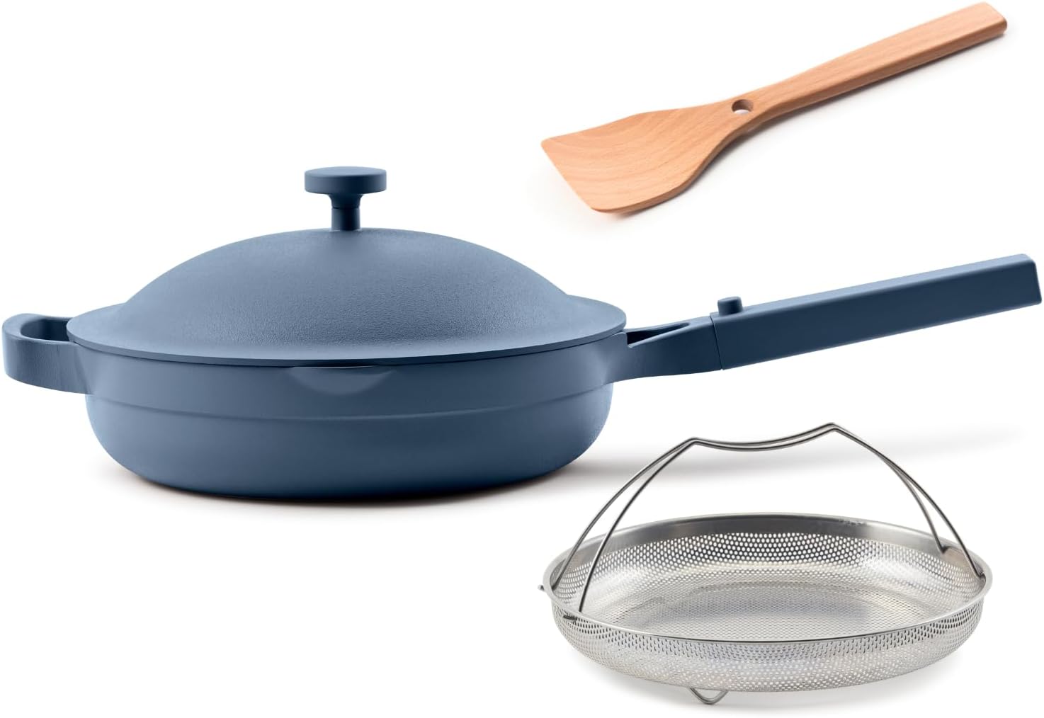 Our Place Always Pan 2.0-10.5' (2.6 Qt) Nonstick, Toxin-Free Ceramic Cookware | Patented 10-in-1 Aluminum Frying & Sauté Pan | Safe for Oven, Induction & All Cooktops up to 450°F | Blue Salt
