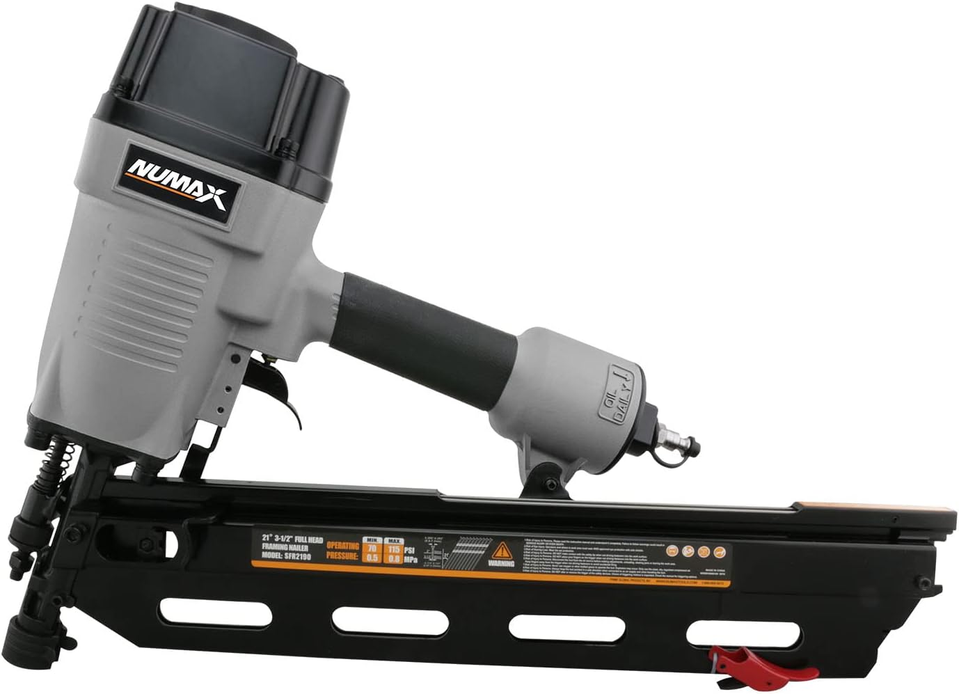 NuMax SFR2190WN Pneumatic 21 Degree 3-1/2' Full Round Head Framing Nailer with Nails (500 Count)