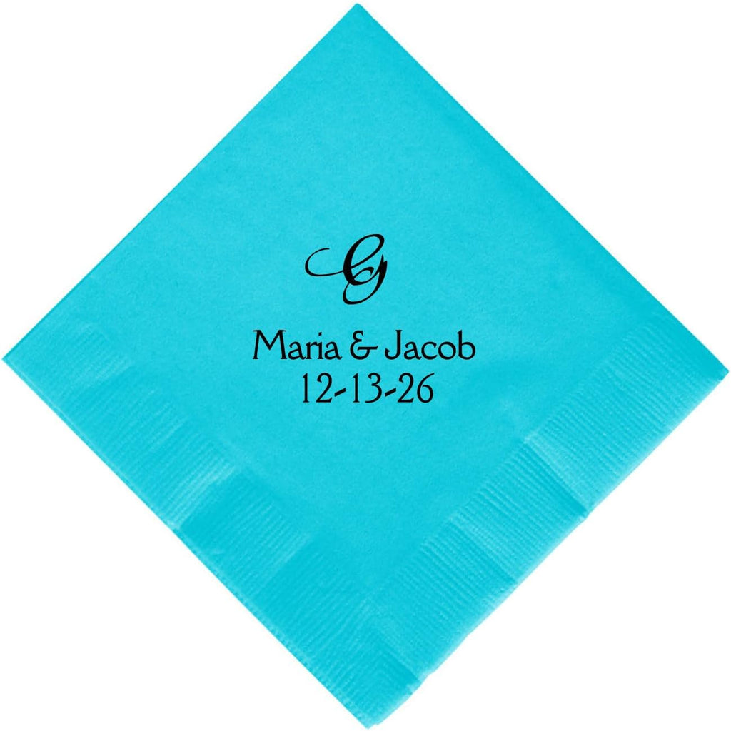 Personalized Cocktail, Beverage or Dessert Script Monogram Napkins (600)