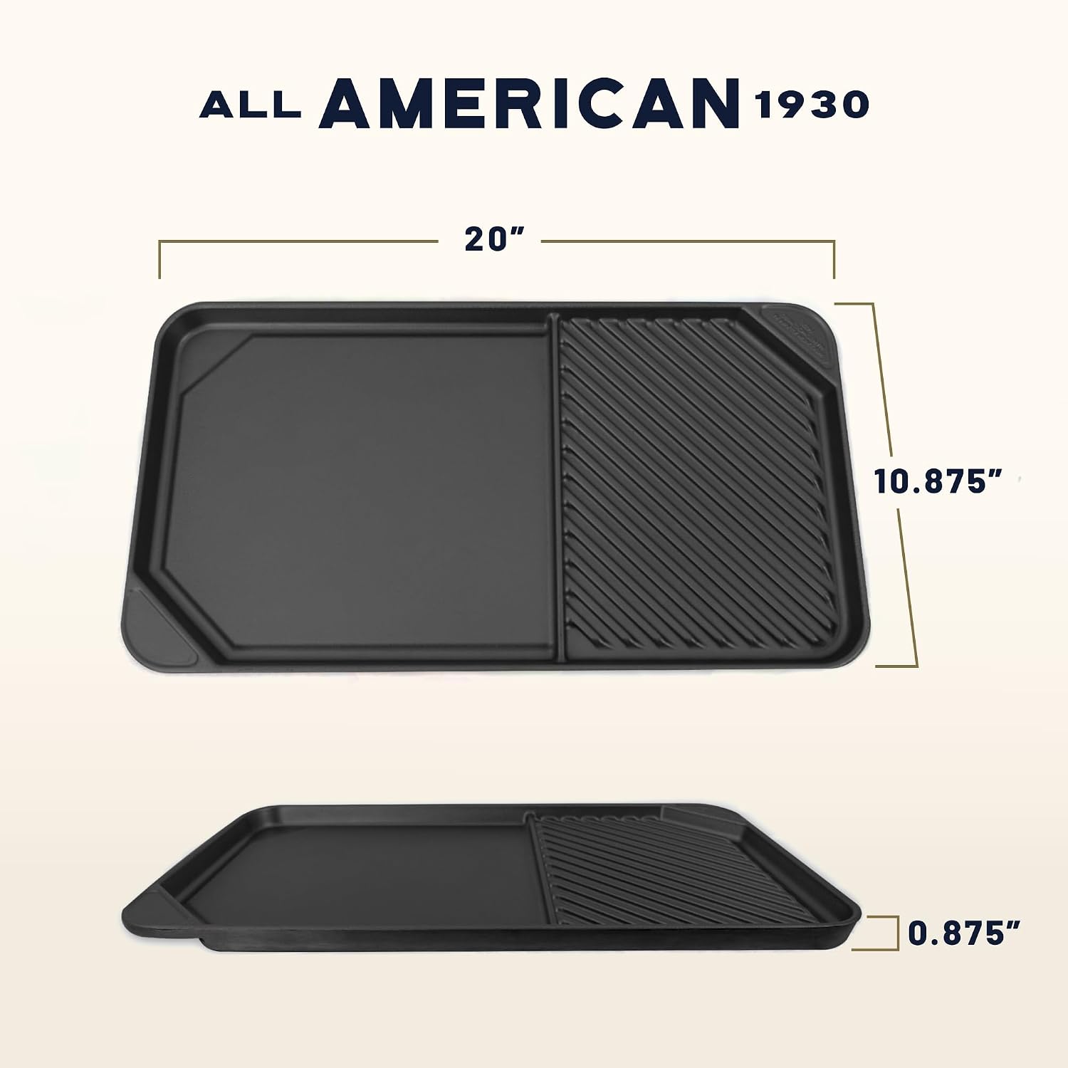 All American 1930 - Ultimate 60/40 Griddle with Ceramic Non-Stick Coating - Berry Blue - Durable & PFAS Free - Indoor Griddle for Easy Prep, Cooking, & Cleaning - Made in the USA