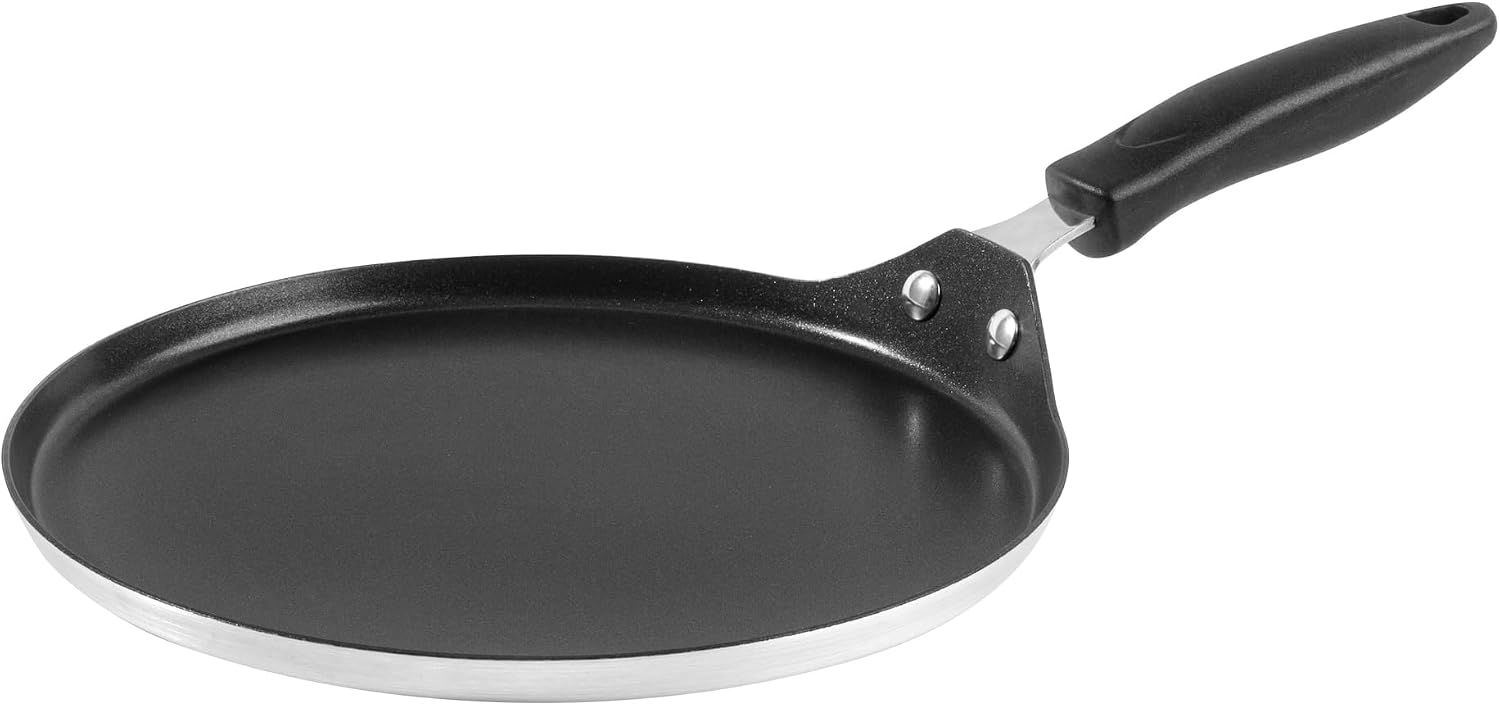 Restaurantware Nonstick Griddle 10 Count 10 x 10 Inch Aluminum Nonstick Frying Griddle With Bakelite Handle - Square Frying Pan With Even Heating - Black Cooking Surface For Home Kitchens
