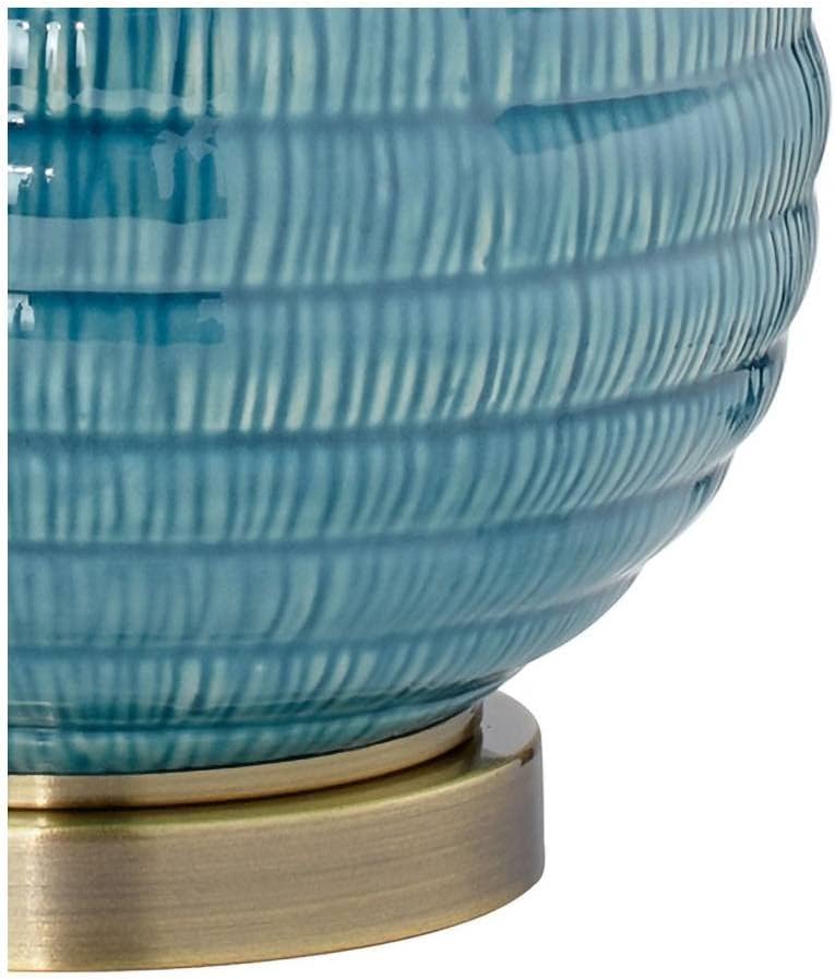 360 Lighting Kayley 24' High Small Mid Century Modern Coastal Table Lamps Set of 2 Blue Ceramic Linen Shade Living Room Bedroom Bedside Nightstand House Office Home Reading Kitchen Entryway Console