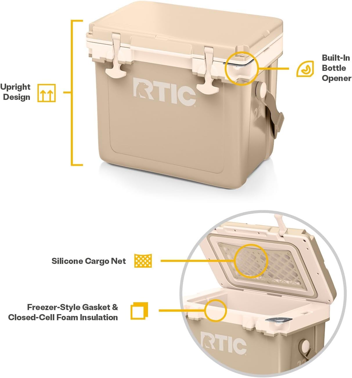 RTIC Ultra-Light Hard Cooler Insulated Portable Ice Chest Box for Drink, Beverage, Beach, Camping, Picnic, Fishing, Boat, Barbecue, 30% Lighter Than Rotomolded Coolers
