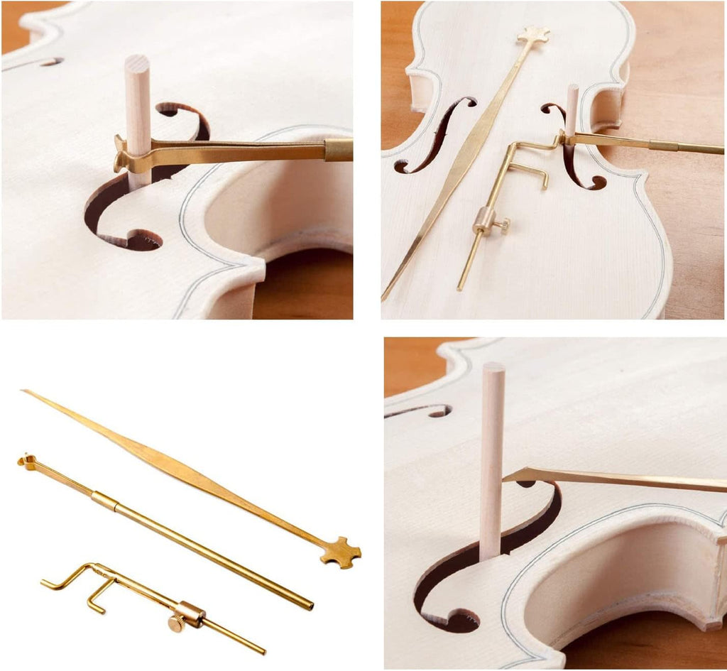 19pcs Violin Bridge Fitting Tool Include Crack Repair Tuning Fork Bridge Clamp Sound Post Setting Fingerboard Template Tool with Carry Bag Luthier Tool for Violin Repair Maintenance