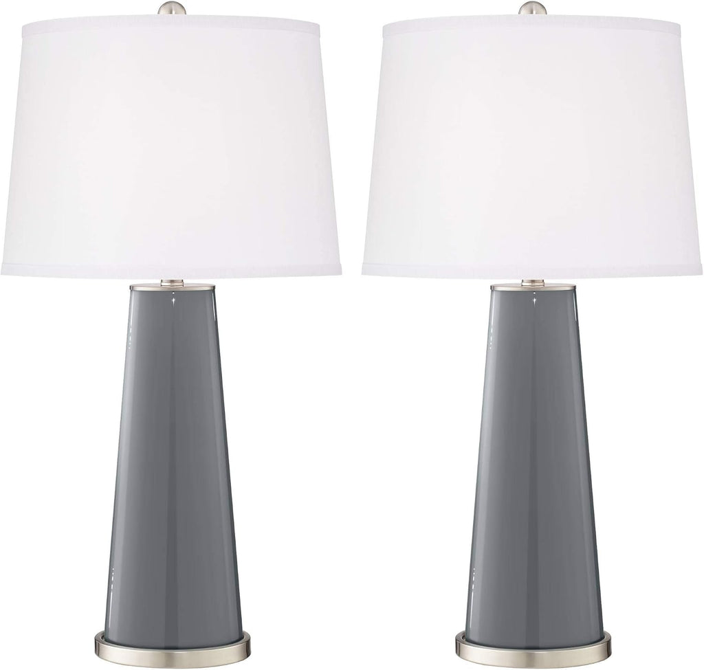 Color + Plus Leo 29 1/2' Modern Glass Software Gray Table Lamps Set of 2