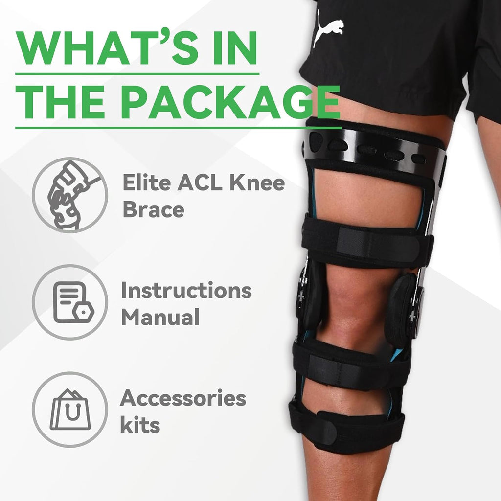 Orthomen Functional ACL Knee Brace - Adjustable ROM Hinged Orthopedic Support for Men & Women - Medical Grade Stabilizer for MCL PCL Meniscus Tear & Sports Injury Recovery, M-Left