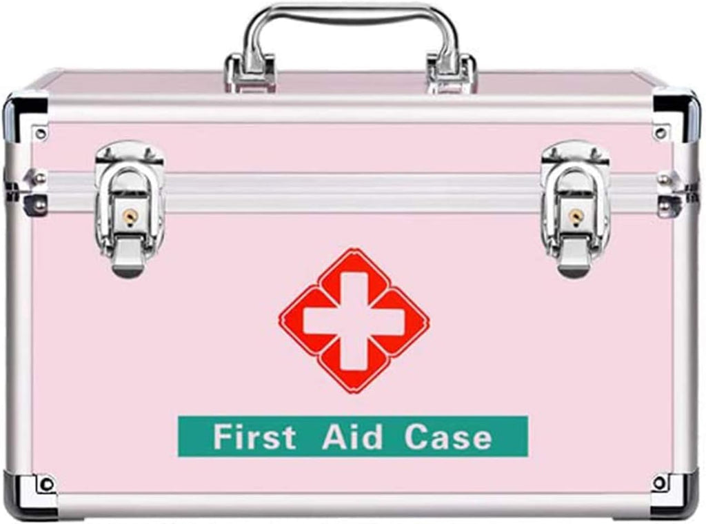 Portable Household Combination Box Emergency First Aid Kit Office Storage for Home, Business, Car, Camping and Travel(Pink,10inch)