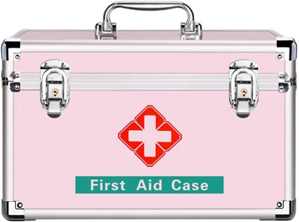 Portable Household Combination Box Emergency First Aid Kit Office Storage for Home, Business, Car, Camping and Travel(Pink,10inch)