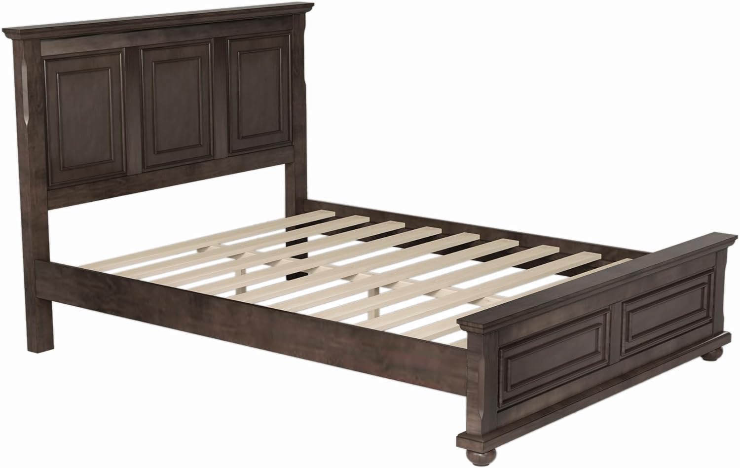 Merax Traditional Town Bed Frames and Country Style Pinewood Vintage King Bed, Rich Brown