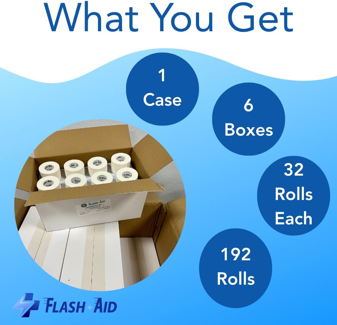 Athletic Tape – Case of 192 Rolls (1.5' x 10 Yards) | Bulk Sports Tape for Athletic Trainers, Teams, Physical Therapy & Gyms | Strong Adhesion, Latex-Free, Easy Tear, Rigid Support – White